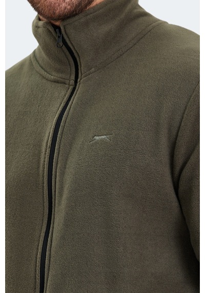 Slazenger Sansa 2 Li Set Erkek Fermuarlı Dik Yaka Cepli Siyah - Haki Polar Siyah - Haki