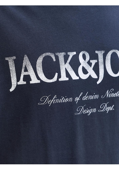 Jack & Jones Erkek Gögüs Logo Baskili Tisört - Devin - 12290173 Lacivert