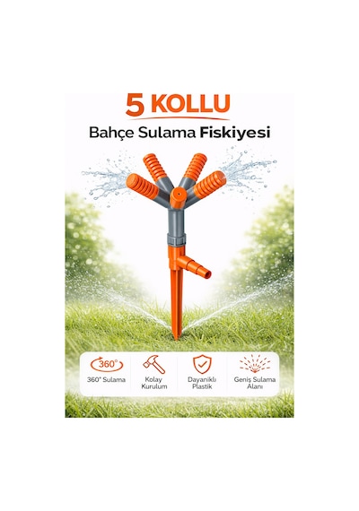 5 Kollu Bahçe Sulama Fıskiyesi Döner Çim Sulama Sprink Otomatik Bahçe Sulama Aparatı