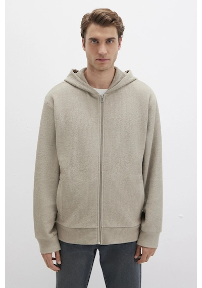 Mavi Erkek Kapüşonlu Fermuarlı Sweatshirt M0s10520 Sis Gri Sis Gri