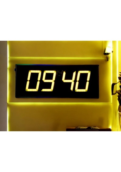 Sanec Wifi Senkronize Dijital Led Duvar Ve Masa Saati Otomatik İnternet Saat Ayarlı, Sarı Led, 16x40 Cm