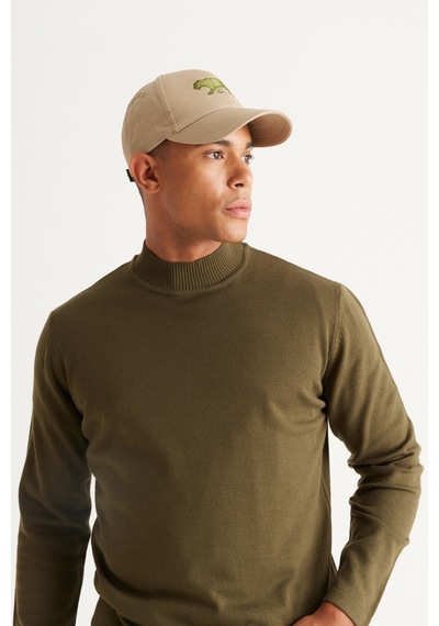 AC&Co / Altınyıldız Classics Erkek Haki Tüylenme Yapmayan Standart Fit Normal Kesim Yarım Balıkçı Yaka Triko Kazak Haki AC&Co / Altınyıldız Classics Erkek Haki Tüylenme Yapmayan Standart Fit Normal Kesim Yarım Balıkçı Yaka Triko Kazak Haki