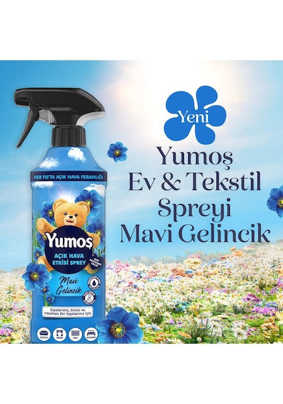 Yumoş 12 Adet Mavi Gelincik 430 Ml Giysi Spreyi Ve Rosıe Tekli