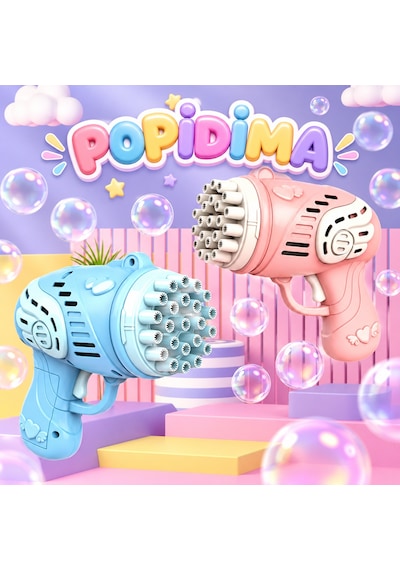 Çok Delikli Pilli Köpük Atan Tabanca Oyuncağı 23 Delikli Bubble Gun