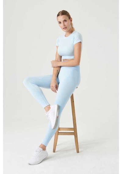 Jerf Captiva Yumuşak Dokulu & Esnek Crop Top Mavi