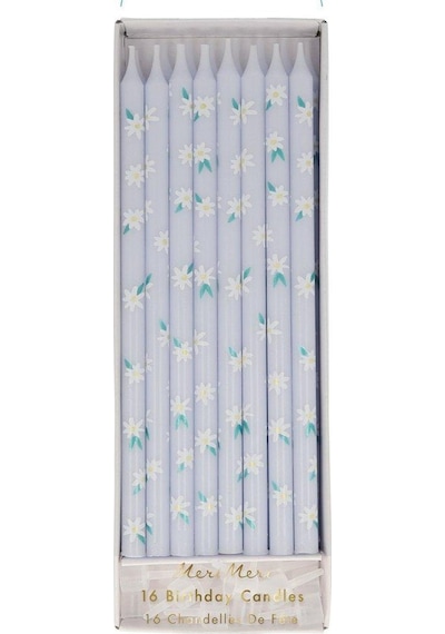 Meri Meri - Tapered Daisy Candles - Papatya Desenli Mumlar