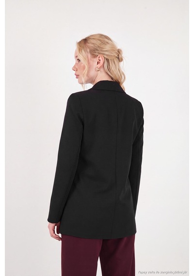 Lela Puantiye Astarlı Belden Bağlamalı Blazer Ceket Kadın Ceket 6524049 Siyah