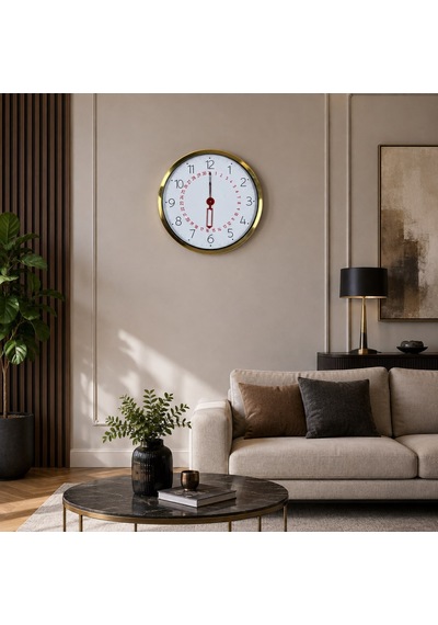 Büro Ev Ofis Hediyesi İçin 40cm Golden Metal Takvimli Duvar Saati Diğer
