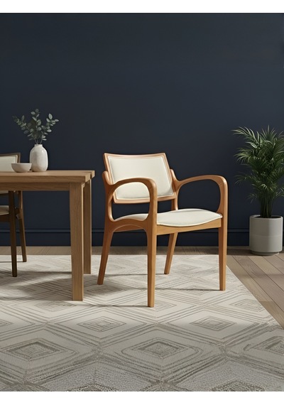 Wellington Döşemeli Ahşap Sandalye Natural - Krem