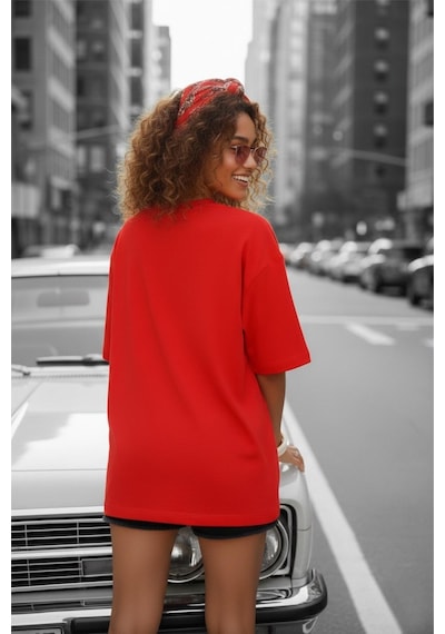 Mily Kadın Oversize Basic Bisiklet Yaka Pamuklu T-shirt Rahat Kesim Unisex Sevgili Kombini Kirmizi Mily Kadın Oversize Basic Bisiklet Yaka Pamuklu T-shirt Rahat Kesim Unisex Sevgili Kombini Kirmizi