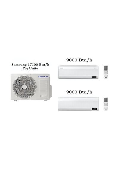 Samsung WindFree Multi 17100 BTU 1 Dış + 2 İç Ünite (9+9) Duvar Tipi Klima