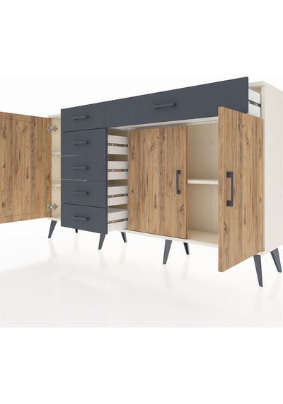 Arges Konsol 3 Raflı 6 Çekmeceli 3 Kapaklı 176x30x99 Aytaşı-çam/antrasit Atlas Çam/antrasıt - Aytası Arges Konsol 3 Raflı 6 Çekmeceli 3 Kapaklı 176x30x99 Aytaşı-çam/antrasit Atlas Çam/antrasıt - Aytası