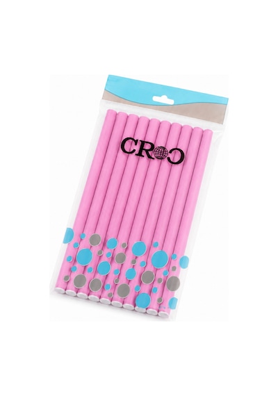 Croc 1251 Pembe 10lu Sosis Bigudi Seti Isısız Esnek Saç Şekillendirici Doğal Dalga Ve Bukle İçin Latex Köpük Bigudi Boy:22cm Çap:1.2cm