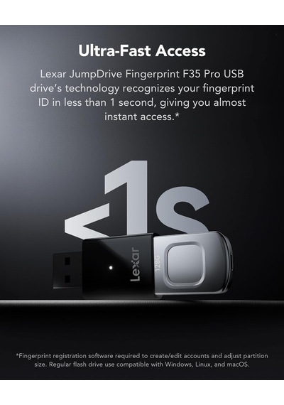 Lexar Jumpdrive Fingerprint F35 Pro 128 Gb Usb 3.0 Flash Sürücü,