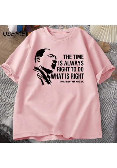 Flood Of Style Zaman Her Zaman Yapmak İçin Doğru T Shirt Erkekler Kadınlar Martin Lutherking T-shirt Mlk Boy Pembe