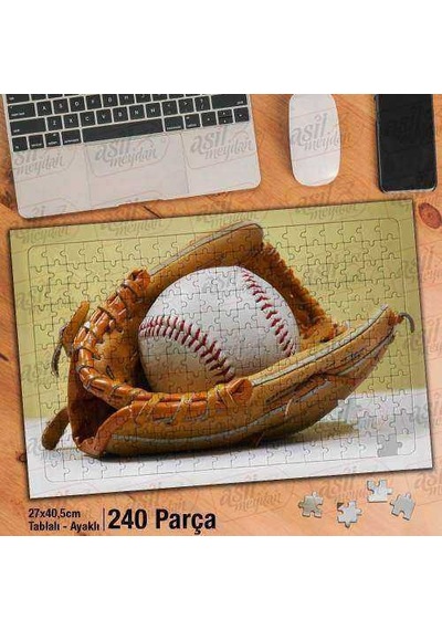 Asil Hobi - Beyzbol Topu Ve Eldiveni - Spor - Oyun - Yapboz - Ayak Destekli 240 Parça Puzzle