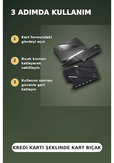 Kredi Kartı Boyutunda Katlanabilir Güvenlik Bıçağı Çift Uçlu Cüzdan Tipi Çakı Çok Renkli