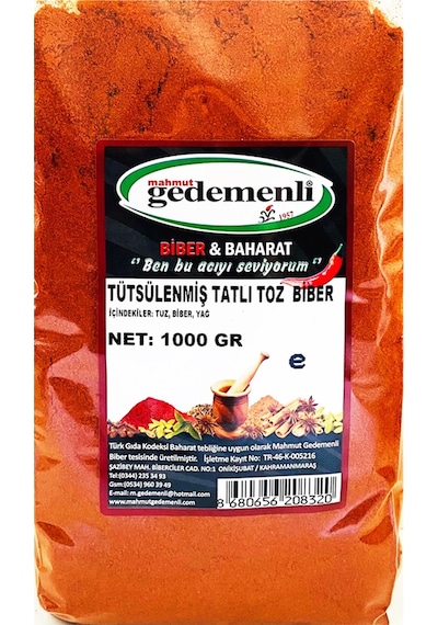 Gedemenli Tütsülenmiş Tatlı Toz Biber 1 KG