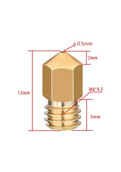 Koodmax 3d Yazıcı Printer Mk8 Extruder 1.75mm / 0.5mm Baskı Kafası Pirinç Nozzle
