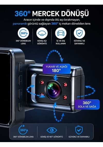 Wi-fi 1080p Araç İçi Kamera 5mp, 170 Açı, Araba Kamerası G-sensör, Döngü Kayıt, 150mah Batarya