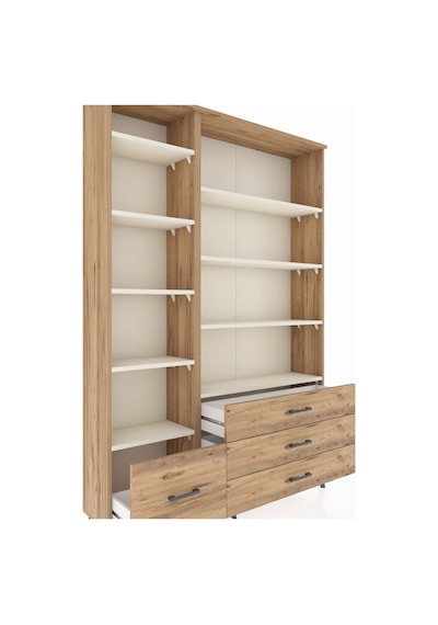 Arges Dolap 9 Raflı 4 Çekmeceli 132x30x195 Çam-aytaşı/çam Çam