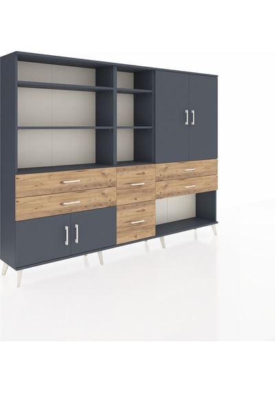 Arges Dolap 10 Raflı 6 Çekmeceli 4 Kapaklı 220x30x163 Antrasit-an Antrasit-antrasit/çam Arges Dolap 10 Raflı 6 Çekmeceli 4 Kapaklı 220x30x163 Antrasit-an Antrasit-antrasit/çam