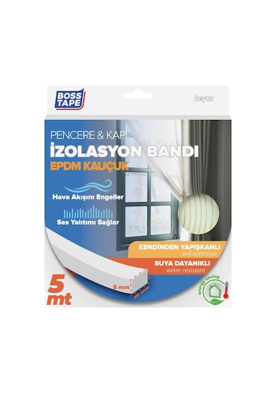 Ayrex Epdm Kauçuk Pencere Kapi Izolasyon Bandi, 5mm X 15mm X 5mt Boyut, Beyaz
