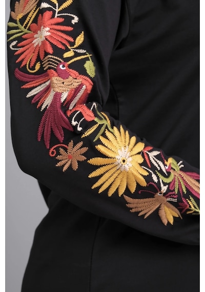 Aytemas Kolları Nakışlı Yırtmaçlı Sweatshirt Siyah