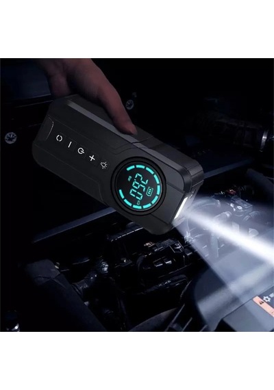 Taşınabilir Şarjlı Jump Starter - Akü Takviyesi + Lastik Şişirici + Powerbank + Led Işık Hepsi Bir A