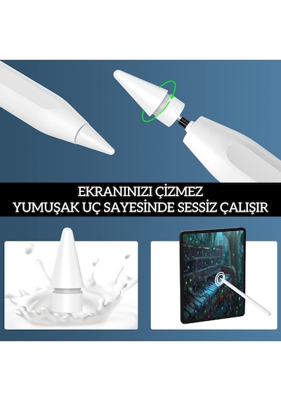 Apple Uyumlu iPad  Air 4 5 Air 16 Pro 11 12.9 Mini 6 İle Kablosuz Şarj Palm Rejection Stylus Kalem