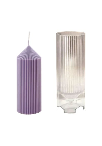 Poli Karbon Sert Plastik Mum Kalıbı Dik İnce Çizgili 14.7x5.4 Cm