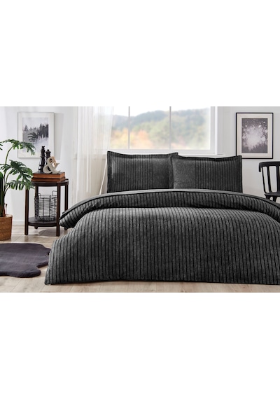 Özdilek Noir Tek Kişilik Lastikli Fitted Çarşaf Nevresim Takımı Antrasit
