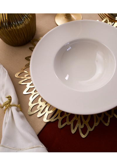 Katre 26 CM Porselen Çukur Makarna Tabağı Kırık Beyaz
