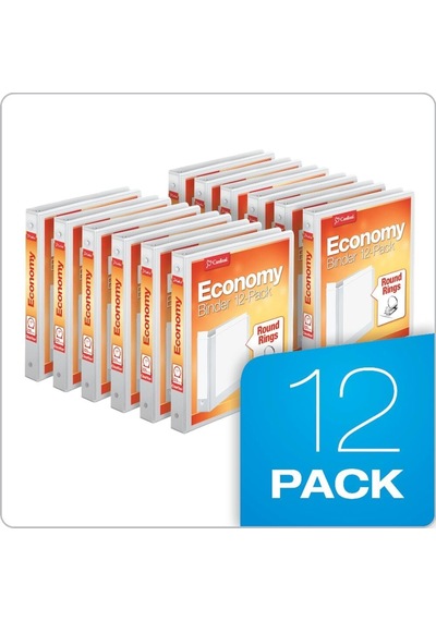 Economy 3 Halkalı Bağlayıcı, 1 İnç, Yuvarlak Halkalar, 225 Sayfa, Clearvue Sunum Görüntüsü, Yapışmaz, Beyaz, 12 Çizgi Film 90621