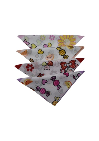 Bandana Çocuk Çiçekli 4 Lü Karışık Desen Çok Renkli