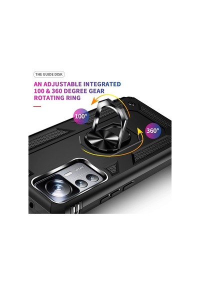 Xiaomi 12t Pro Kılıf Vega Sert Silikon Tank Standlı Yüzüklü Mıknatıslı