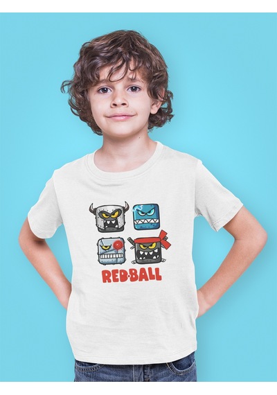 Bumeta Red Ball Karakter Baskılı Çocuk Tişört 3 Lü Set Beyaz