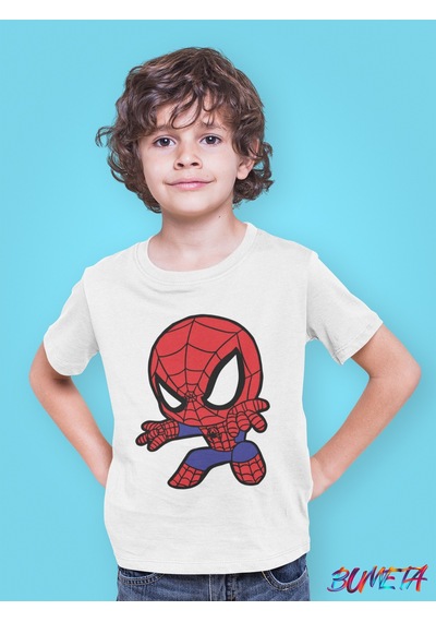 Bumeta Chibi Spiderman Örümcek Çocuk Tişört T-shirt Beyaz