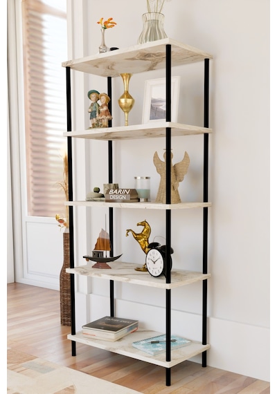 5 Raflı Modern Metal Gövdeli Kitaplık Çevir-tak Kolay Kurulum Çalışma Odası, Salon, Ofis Kullanımı Beyaz Mermer 5 Raflı Modern Metal Gövdeli Kitaplık Çevir-tak Kolay Kurulum Çalışma Odası, Salon, Ofis Kullanımı Beyaz Mermer
