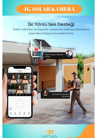 Solar Panel Dahil 4g Destekli 10x Zoom Full Hd Çift Lens Akıllı Güvenlik Kamerası