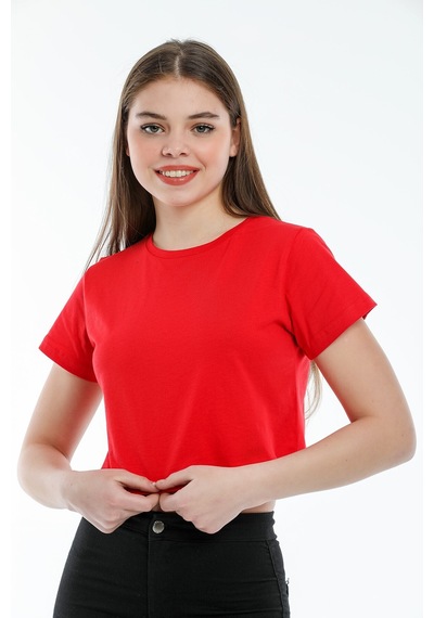 Kadın Crop Örme Tişort Spr21y13 001