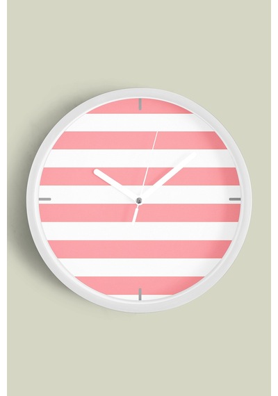 Renkli Çizgili Modern Tasarım Duvar Saati - 25cm - Önü Camlı Beyaz Kasa - Sessiz Mekanizma-jh0479 Beyaz