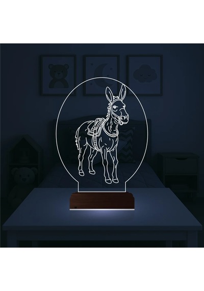 Luvivia Çocuk Odası Donkey 3d Lamba - Masa Gece Lambası Şeffaf