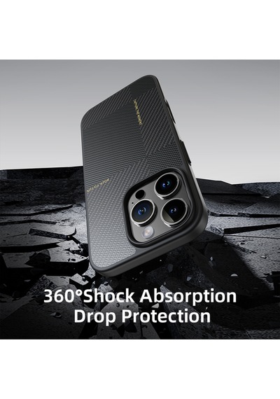 Rock Apple Uyumlu iPhone 16 Pro Ultra İnce Aramid Fiber Kılıf Siyah Siyah