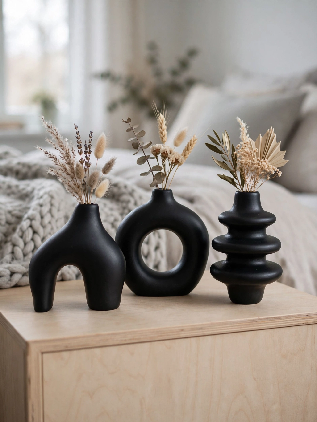 Kaveld Trio Forma El Yapımı 3'lü Dekoratif Vazo Seti, Kemer + Yığma Halka + Donut Form Mermer Tozu & Beton Minimalist Kuru Çiçek Vazosu Siyah Kaveld Trio Forma El Yapımı 3'lü Dekoratif Vazo Seti, Kemer + Yığma Halka + Donut Form Mermer Tozu & Beton Minimalist Kuru Çiçek Vazosu Siyah