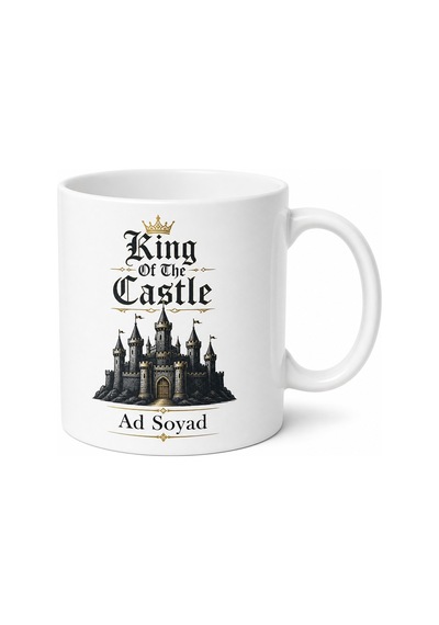 King Of The Castle Temalı Şatonun Kralı İngilizce Kahve Kupası Hediye Bardak Beyaz / Çok Renkli