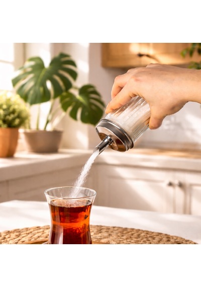 Porsima Dhz90131 Cam Akıtmalı Salla Dök Şekerlik - Toz Şekerlik - 200ml Şeffaf