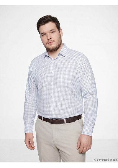 Lcw Busıness Lacivert Regular Fit Uzun Kollu Ekose Gabardin Erkek Gömlek