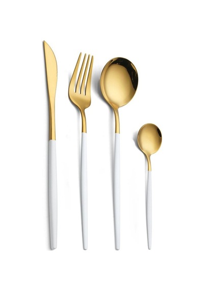 410 Çelik 24 Parça Gold Yemek Kaşık Çatal Bıçak Seti Cin518bysr