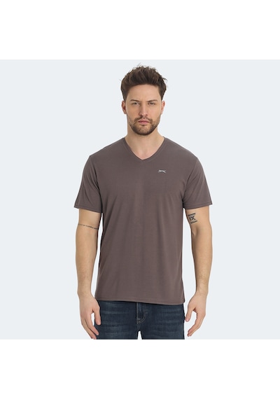 Slazenger KRAKKER Erkek V Yaka Kahve Tişört